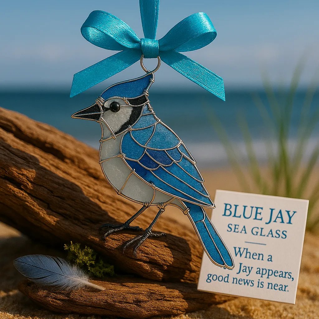 🩵🩷Handmade Sea Glass Bird Ornament