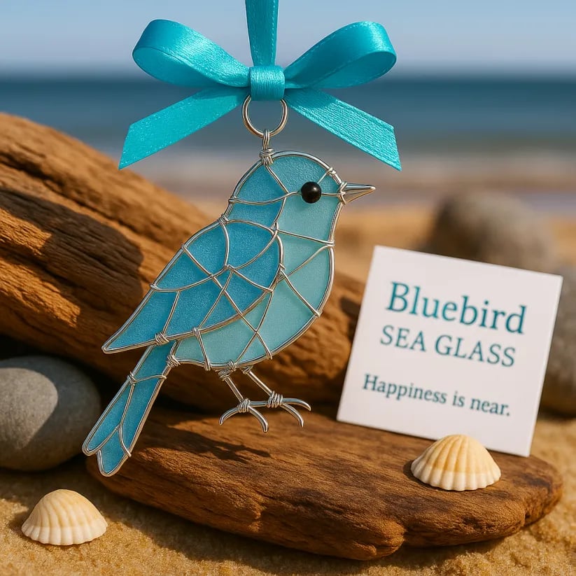 🩵🩷Handmade Sea Glass Bird Ornament