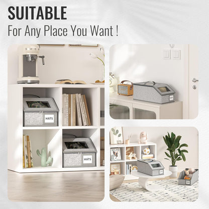 🎁Gray baseball cap storage box 2-piece stackable durable model Universal for men and women 24 hats Closet bedroom storage tool