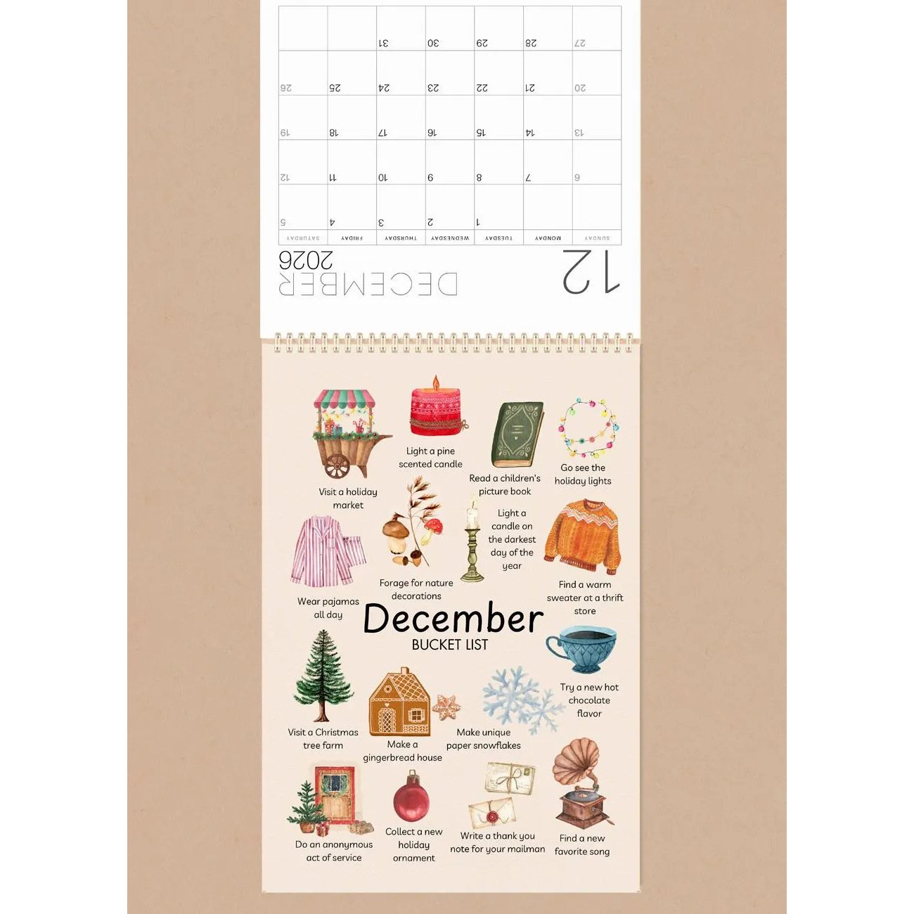 📅2026 Bucket List Spiral Calendar: Slow Down & Savor the Seasons