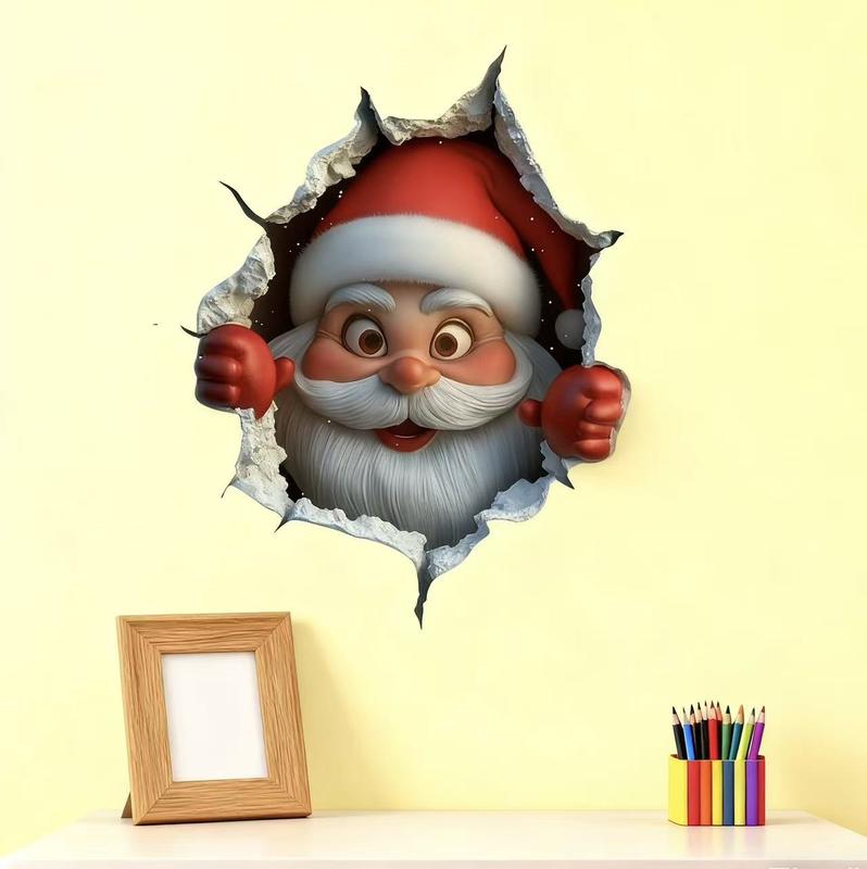 Funny Christmas Character Wall Sticker(3PCS)– Self-Adhesive Waterproof Holiday Decoration, Easy to Apply and Remove, Festive Wall Decor – Perfect Gift Idea for a Warm Christmas Atmosphere!