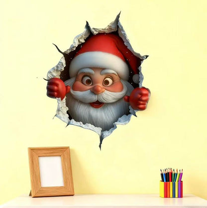 Funny Christmas Character Wall Sticker(3PCS)– Self-Adhesive Waterproof Holiday Decoration, Easy to Apply and Remove, Festive Wall Decor – Perfect Gift Idea for a Warm Christmas Atmosphere!