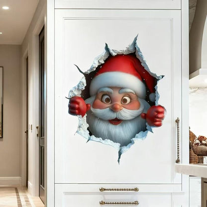 Funny Christmas Character Wall Sticker(3PCS)– Self-Adhesive Waterproof Holiday Decoration, Easy to Apply and Remove, Festive Wall Decor – Perfect Gift Idea for a Warm Christmas Atmosphere!