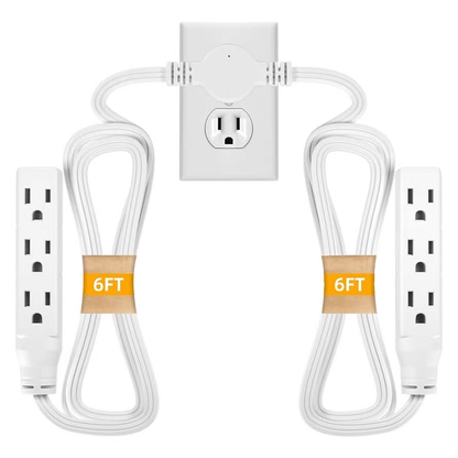 🔥🔥🏆#1 Bestselling🏆6FT Ultra Flat Plug Extension Cord Power Strip with 3 Outlets
